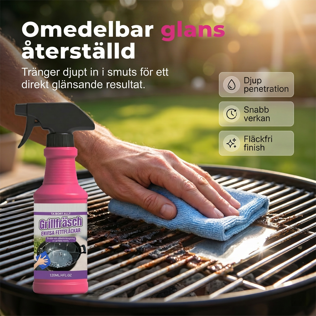Grillfräsch — Inbränt fett bort på minuter